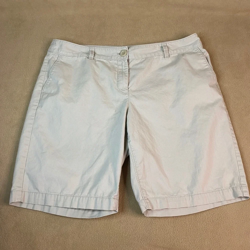 Ann Taylor LOFT Women's Size 12 Beige Cotton Straight Leg Shorts Casual Summer